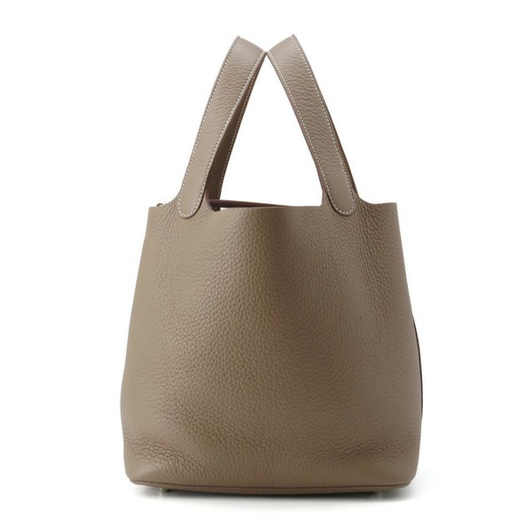 エルメス ハンドバッグ ピコタンロックMM エトゥープ/シルバー金具 トリヨンクレマンス K刻印