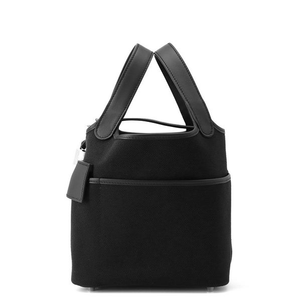 エルメス ハンドバッグ ピコタンロックPM カーゴ ブラック/シルバー金具 トワルゴエラン/スイフト W刻印 黒