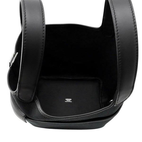 エルメス ハンドバッグ ピコタンロックPM カーゴ ブラック/シルバー金具 トワルゴエラン/スイフト W刻印 黒