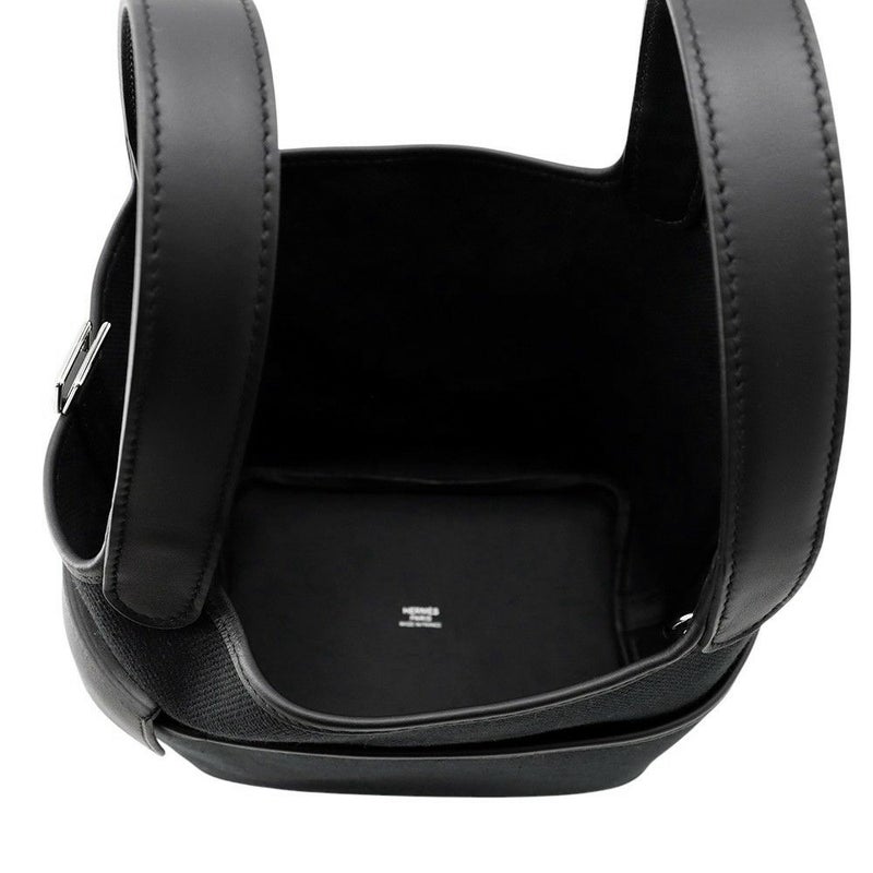 エルメス ハンドバッグ ピコタンロックPM カーゴ ブラック/シルバー金具 トワルゴエラン/スイフト W刻印 黒