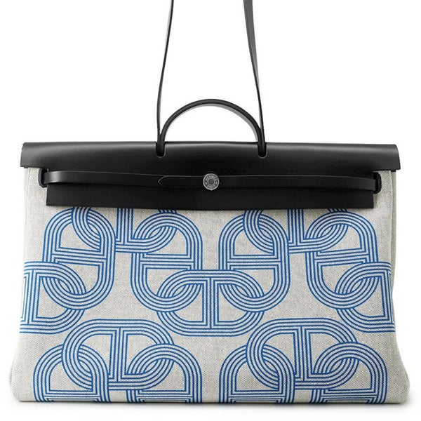 エールバッグ ジップ 50 ルトゥルネ キャビン エクリュ/ブルーゼリージュ/ブラック/シルバー金具 トワルミリタリー/ヴァッシュハンター