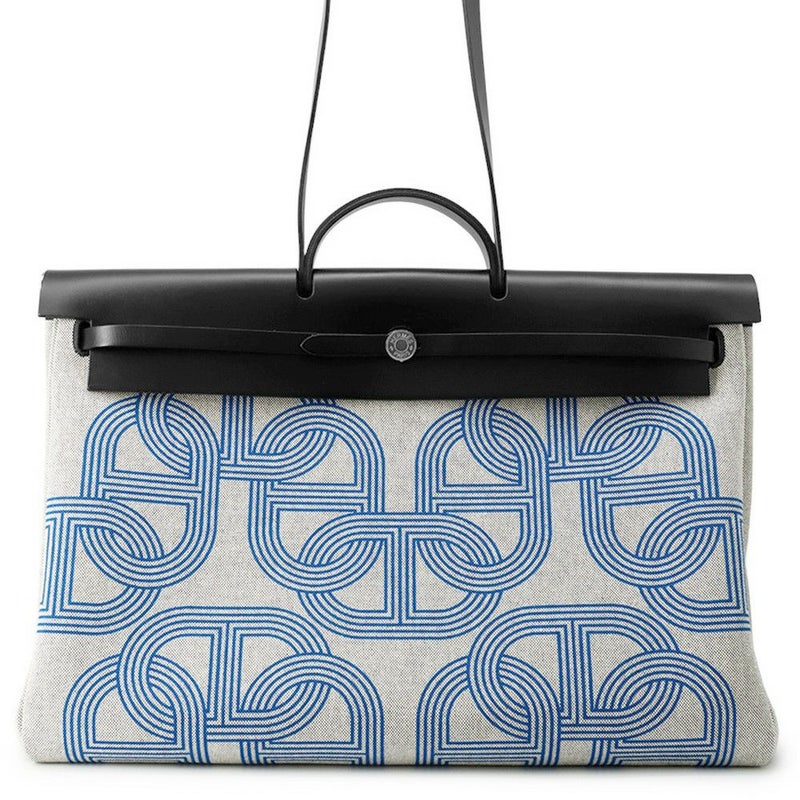 エールバッグ ジップ 50 ルトゥルネ キャビン エクリュ/ブルーゼリージュ/ブラック/シルバー金具 トワルミリタリー/ヴァッシュハンター