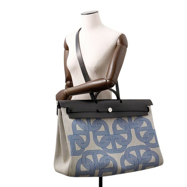 エールバッグ ジップ 50 ルトゥルネ キャビン エクリュ/ブルーゼリージュ/ブラック/シルバー金具 トワルミリタリー/ヴァッシュハンター