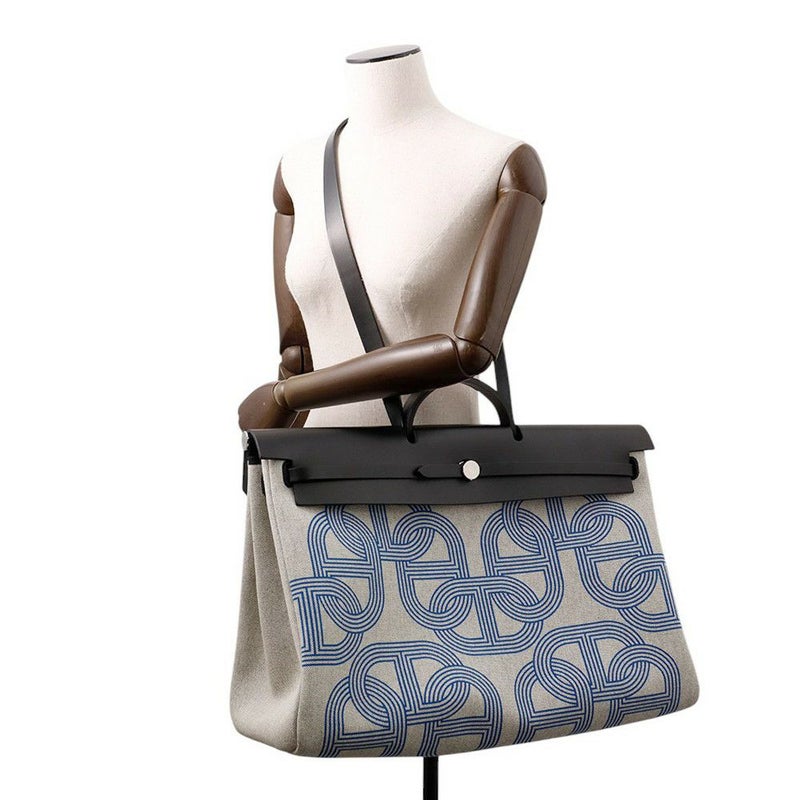 エールバッグ ジップ 50 ルトゥルネ キャビン エクリュ/ブルーゼリージュ/ブラック/シルバー金具 トワルミリタリー/ヴァッシュハンター