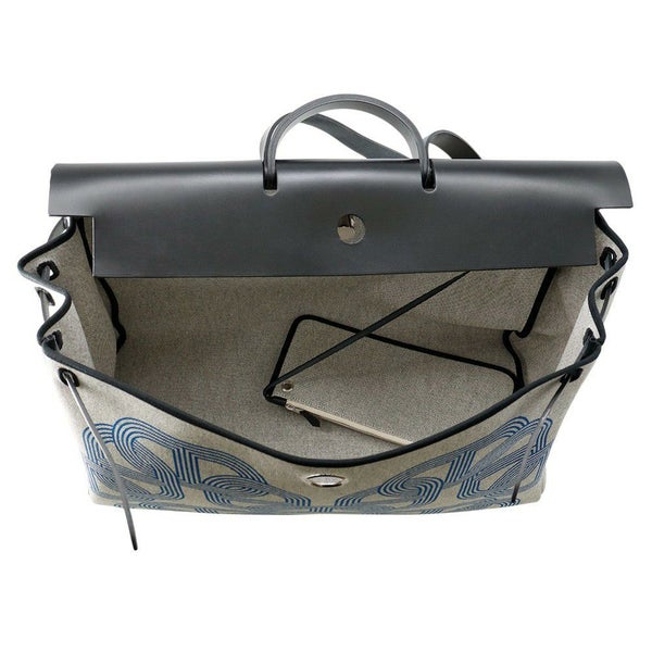 エールバッグ ジップ 50 ルトゥルネ キャビン エクリュ/ブルーゼリージュ/ブラック/シルバー金具 トワルミリタリー/ヴァッシュハンター