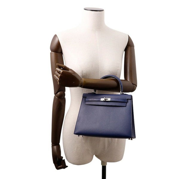 エルメス ハンドバッグ ケリー25 タッチ 外縫い ブルーサフィール/シルバー金具 アリゲーターマット/ヴォーマダム W刻印