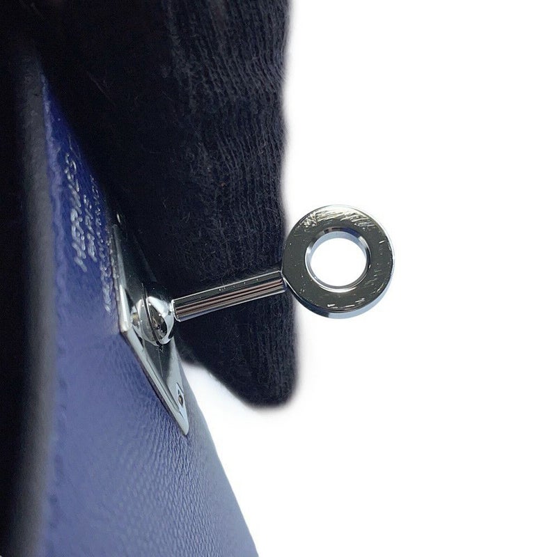 エルメス ハンドバッグ ケリー25 タッチ 外縫い ブルーサフィール/シルバー金具 アリゲーターマット/ヴォーマダム W刻印