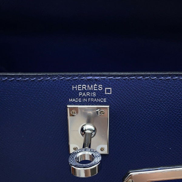 エルメス ハンドバッグ ケリー25 タッチ 外縫い ブルーサフィール/シルバー金具 アリゲーターマット/ヴォーマダム W刻印