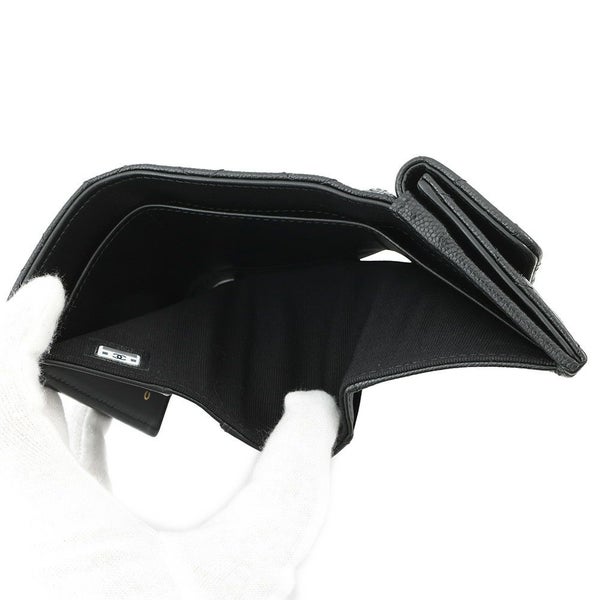 シャネル 三つ折り財布 マトラッセ ココマーク スモール ウォレット ラインストーン キャビアスキン AP4815 CHANEL 黒