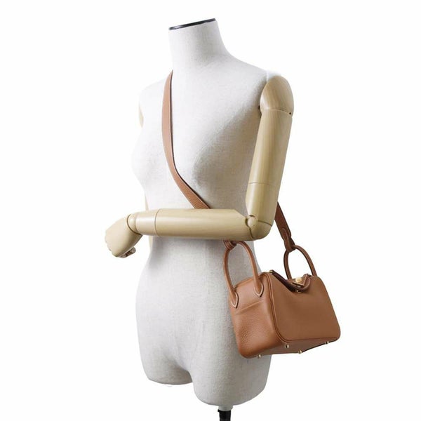 エルメス ハンドバッグ リンディ ミニ ゴールド/ゴールド金具 トリヨンクレマンス W刻印 2wayショルダー