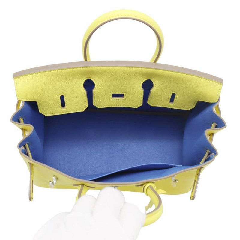 エルメス バーキン25 ヴェルソ ライム/ブルーブルーエ/シルバー金具 トリヨンノヴィーヨ Y刻印 HERMES