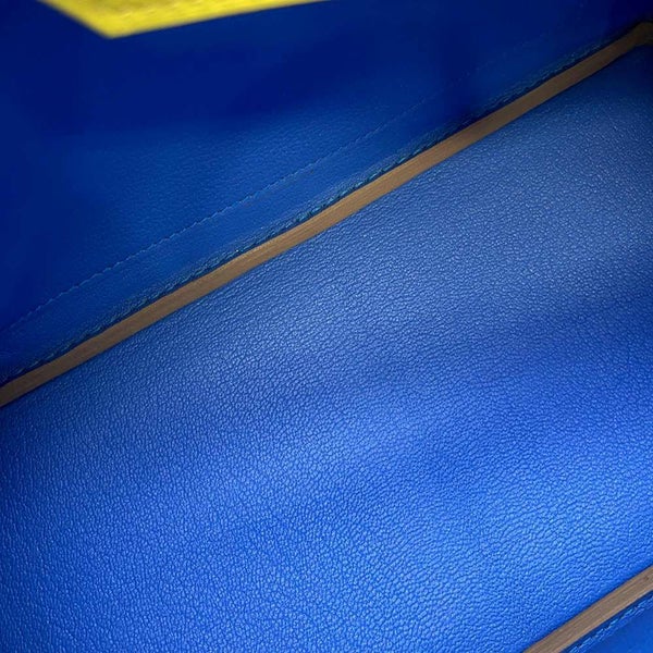 エルメス バーキン25 ヴェルソ ライム/ブルーブルーエ/シルバー金具 トリヨンノヴィーヨ Y刻印 HERMES