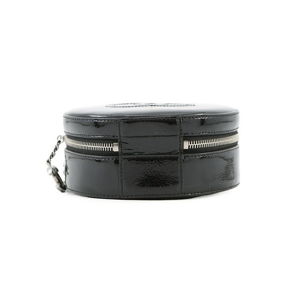 シャネル チェーンショルダーバッグ ココマーク ラウンド パテント CHANEL バッグ 黒