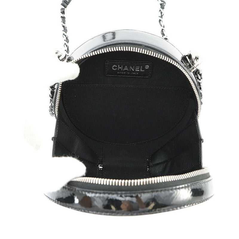 シャネル チェーンショルダーバッグ ココマーク ラウンド パテント CHANEL バッグ 黒