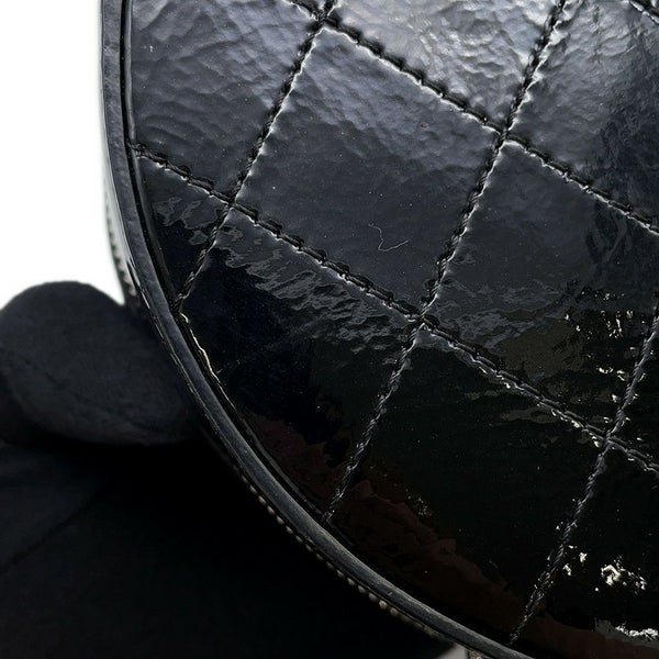 シャネル チェーンショルダーバッグ ココマーク ラウンド パテント CHANEL バッグ 黒