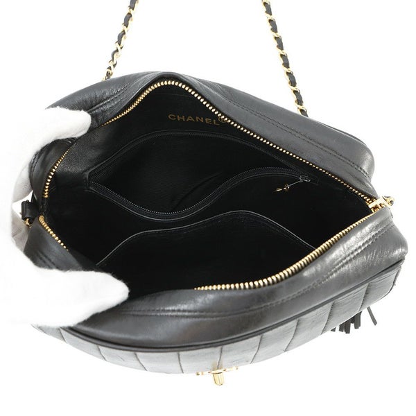 シャネル チェーンショルダーバッグ マドモアゼル ココマーク タッセルチャーム付き ラムスキン CHANEL 黒