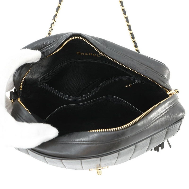 シャネル チェーンショルダーバッグ マドモアゼル ココマーク タッセルチャーム付き ラムスキン CHANEL 黒