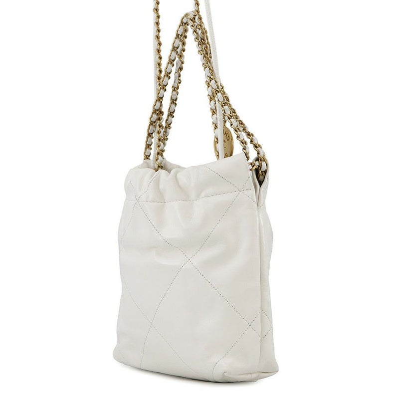 シャネル ハンドバッグ CHANEL 22 ミニ ココマーク シャイニーカーフレザー AS3980 CHANEL 2way 白