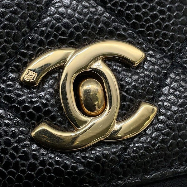 シャネル ハンドバッグ マトラッセ ココマーク CC キャビアスキン A12397 CHANEL バッグ 黒