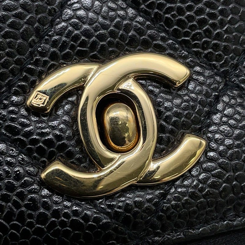 シャネル ハンドバッグ マトラッセ ココマーク CC キャビアスキン A12397 CHANEL バッグ 黒