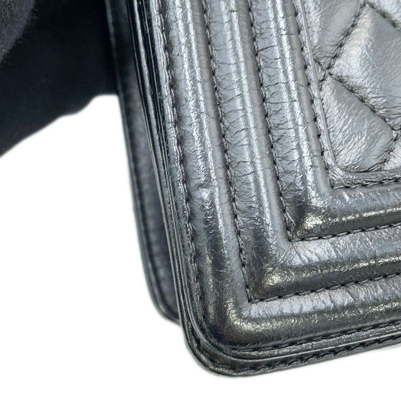 シャネル チェーンショルダーバッグ ココマーク マトラッセ ボーイシャネル レザー A67086 CHANEL 黒