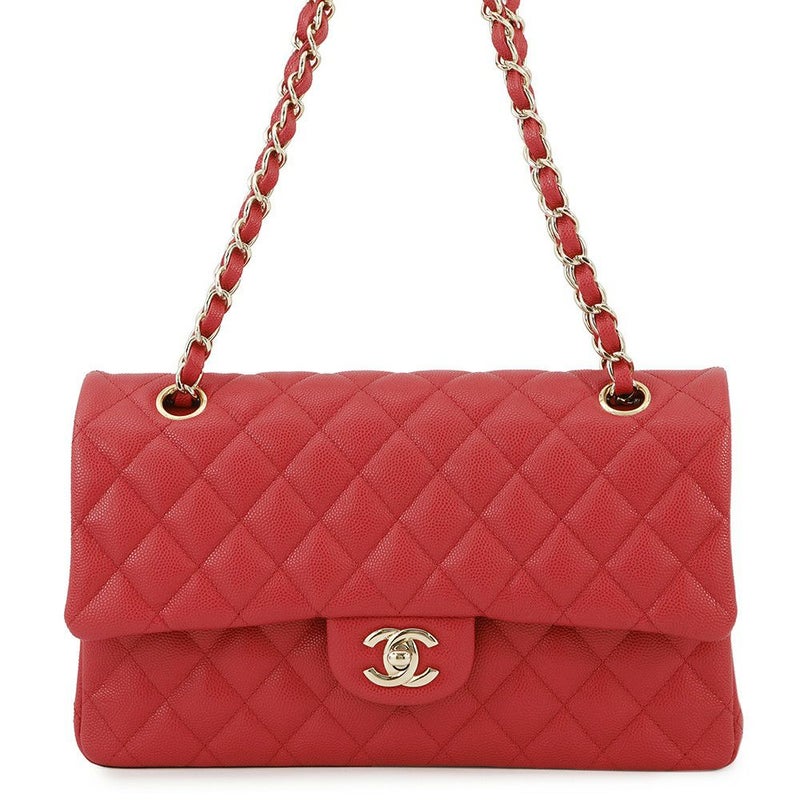 シャネル チェーンショルダーバッグ マトラッセ25 ココマーク ダブルチェーン キャビアスキン A01112 CHANEL