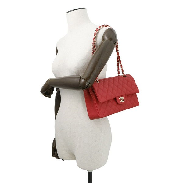 シャネル チェーンショルダーバッグ マトラッセ25 ココマーク ダブルチェーン キャビアスキン A01112 CHANEL