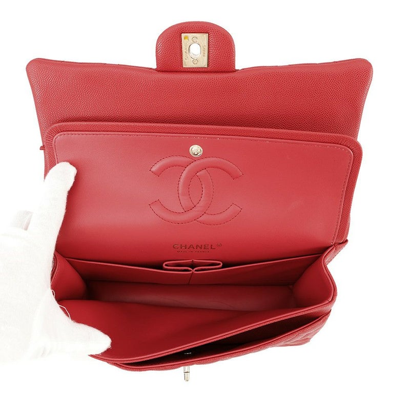 シャネル チェーンショルダーバッグ マトラッセ25 ココマーク ダブルチェーン キャビアスキン A01112 CHANEL