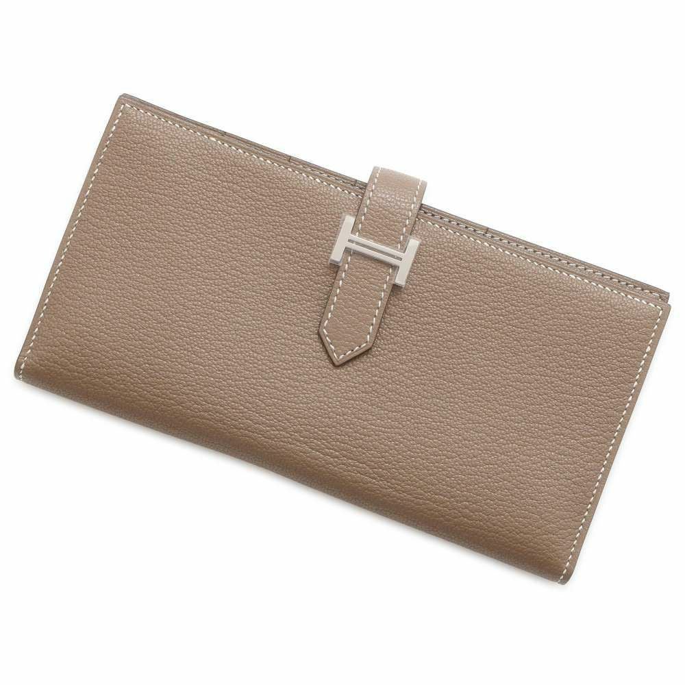 エルメス 長財布 ベアンスフレ エトゥープ/シルバー金具