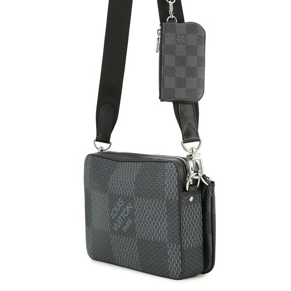 ルイヴィトン ショルダーバッグ ダミエ・グラフィット 3D トリオ・メッセンジャー N50017 LOUIS VUITTON メンズ ブラック 黒