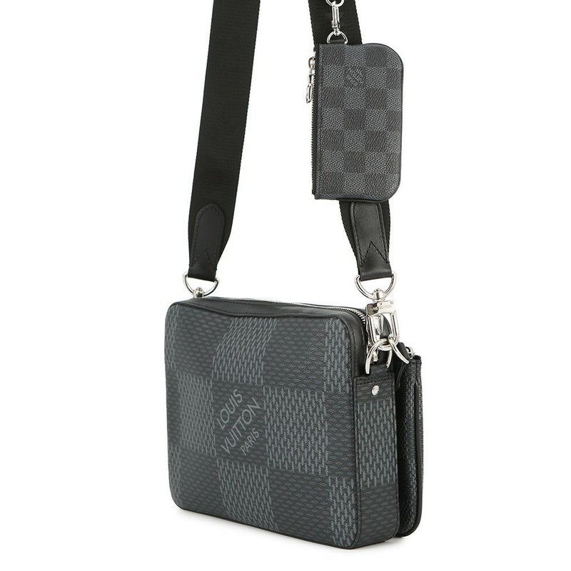 ルイヴィトン ショルダーバッグ ダミエ・グラフィット 3D トリオ・メッセンジャー N50017 LOUIS VUITTON メンズ ブラック 黒
