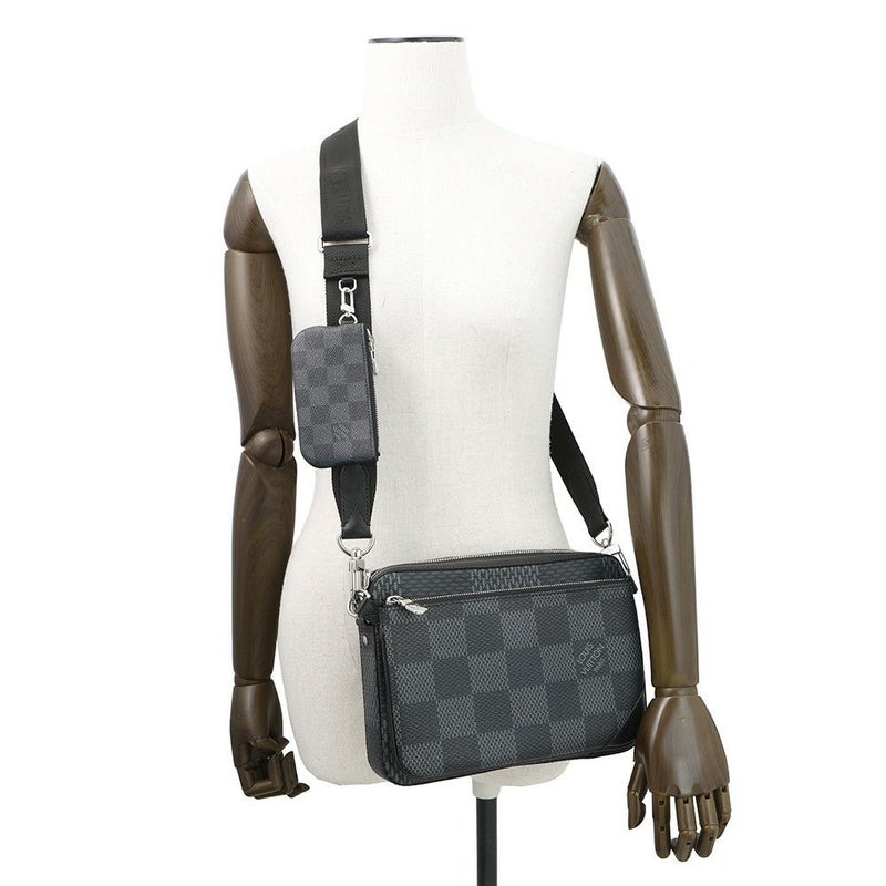 ルイヴィトン ショルダーバッグ ダミエ・グラフィット 3D トリオ・メッセンジャー N50017 LOUIS VUITTON メンズ ブラック 黒