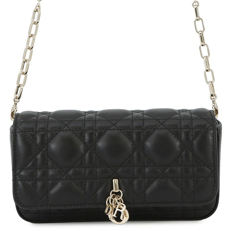 クリスチャン・ディオール チェーンショルダーバッグ My Dior ディオール トーク フォンバッグ カナージュ S0937ONMJ 黒