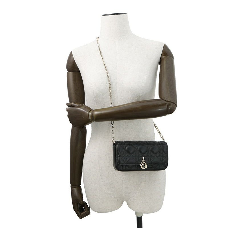 クリスチャン・ディオール チェーンショルダーバッグ My Dior ディオール トーク フォンバッグ カナージュ S0937ONMJ 黒