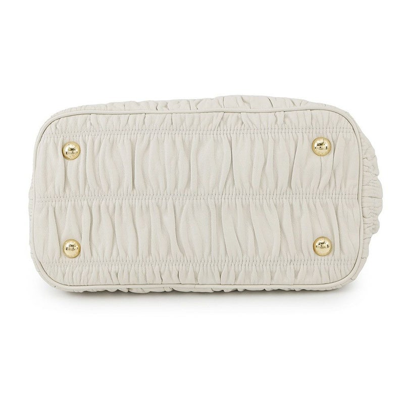 プラダ ハンドバッグ ギャザー レザー 1BA172 PRADA 2way 白