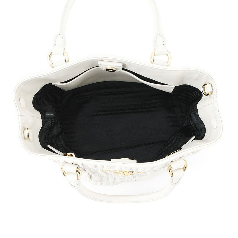 プラダ ハンドバッグ ギャザー レザー 1BA172 PRADA 2way 白