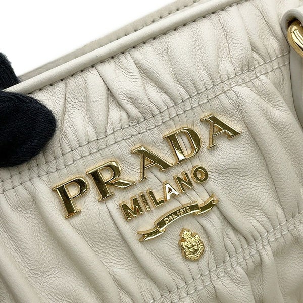 プラダ ハンドバッグ ギャザー レザー 1BA172 PRADA 2way 白