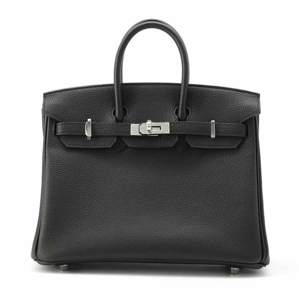 エルメス バーキン25 ブラック/シルバー金具 トゴ W刻印 HERMES Birkin ハンドバッグ 黒