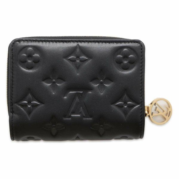 ルイヴィトン 二つ折り財布 ラムスキン/モノグラム・パターン ポルトフォイユ・ルー M81599 ブラック 黒