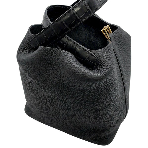 エルメス ハンドバッグ ピコタンロックPM タッチ ブラック/ゴールド金具 トリヨンクレマンス/アリゲーターマット Y刻印 黒