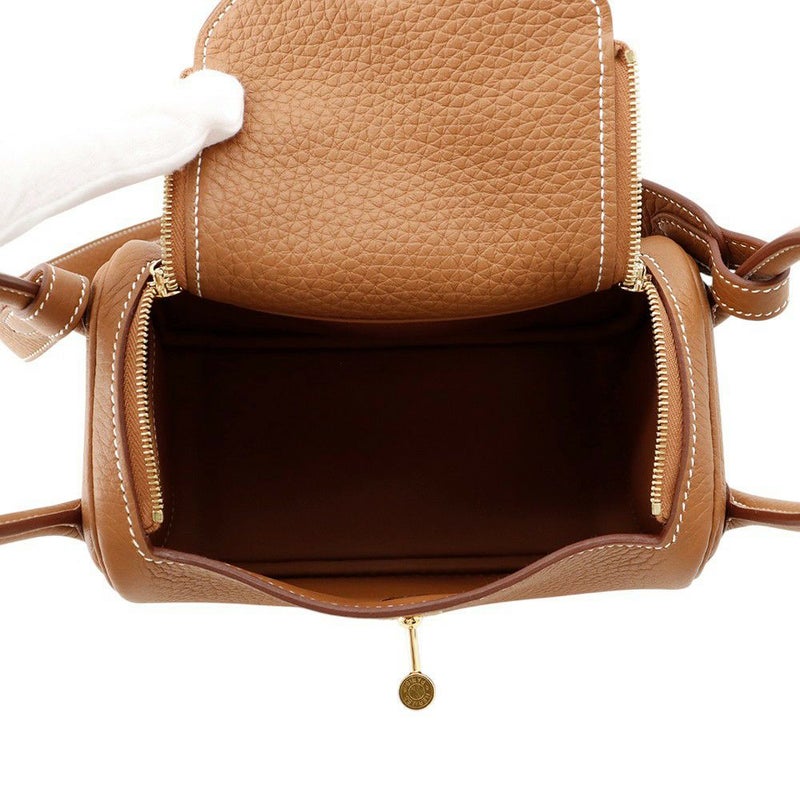 エルメス ハンドバッグ リンディ ミニ ゴールド/ゴールド金具 トリヨンクレマンス K刻印 2wayショルダー