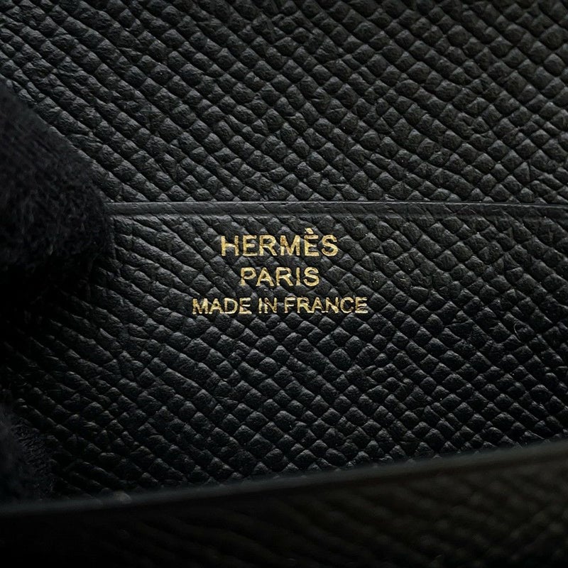 エルメス 二つ折り財布 ベアンコンパクト ブラック/ゴールド金具 エプソン K刻印 HERMES 財布 黒