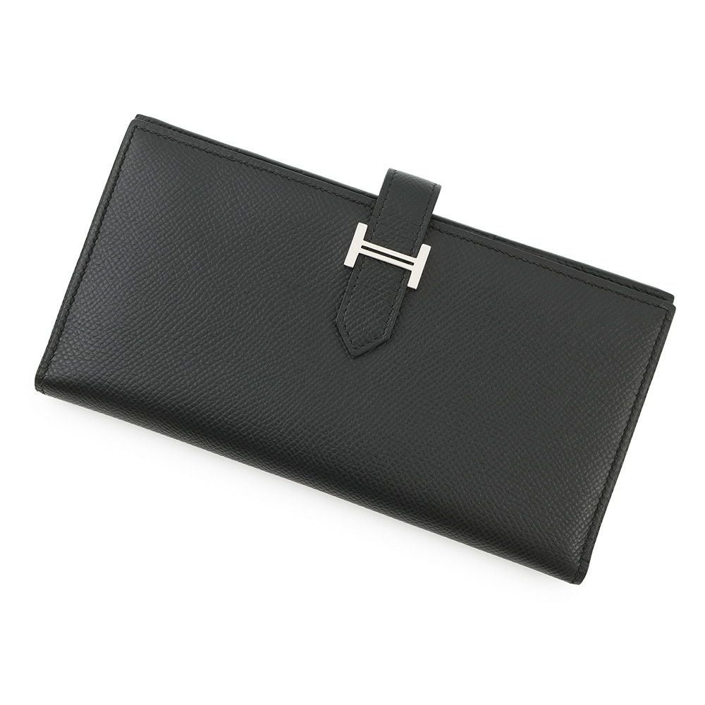 【最高級美品】エルメス ベアンスフレ ブラック シルバー金具 ２つ折り財布 エルメス 長財布 ベアンスフレ ブラック/シルバー金具 エプソン Y刻印