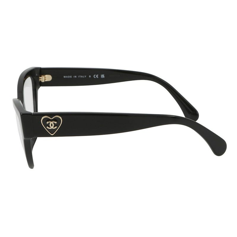 シャネル 伊達メガネ ハート ココマーク メガネフレーム 55□16 140 3436-A CHANEL アイウェア 黒
