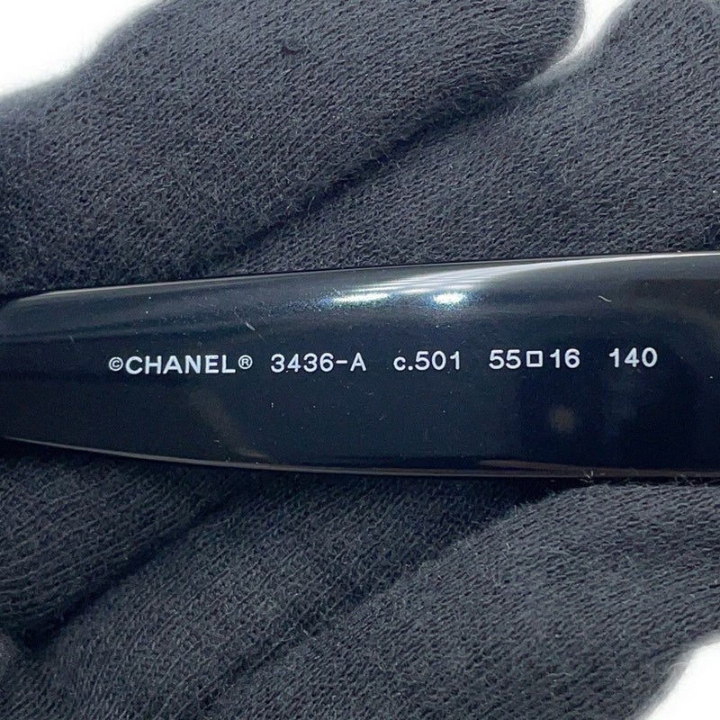 シャネル 伊達メガネ ハート ココマーク メガネフレーム 55□16 140 3436-A CHANEL アイウェア 黒