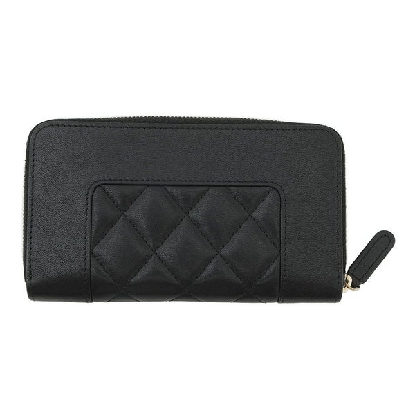 シャネル 長財布 マトラッセ ココマーク マドモワゼル コンパクトウォレット ラムスキン CHANEL ラウンドファスナー 黒