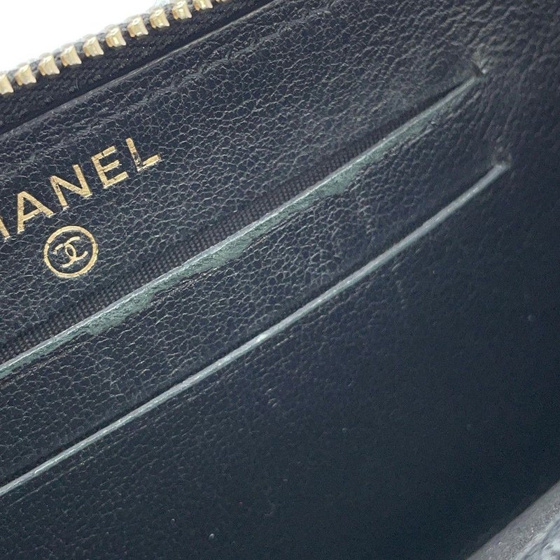 シャネル 長財布 マトラッセ ココマーク マドモワゼル コンパクトウォレット ラムスキン CHANEL ラウンドファスナー 黒