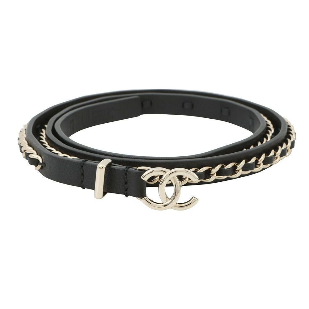 美品 CHANEL ココマーク 70/28 チェーンベルト B22S レザー シャネル ベルト ココマーク チェーン レザー レディースサイズ70 B22S