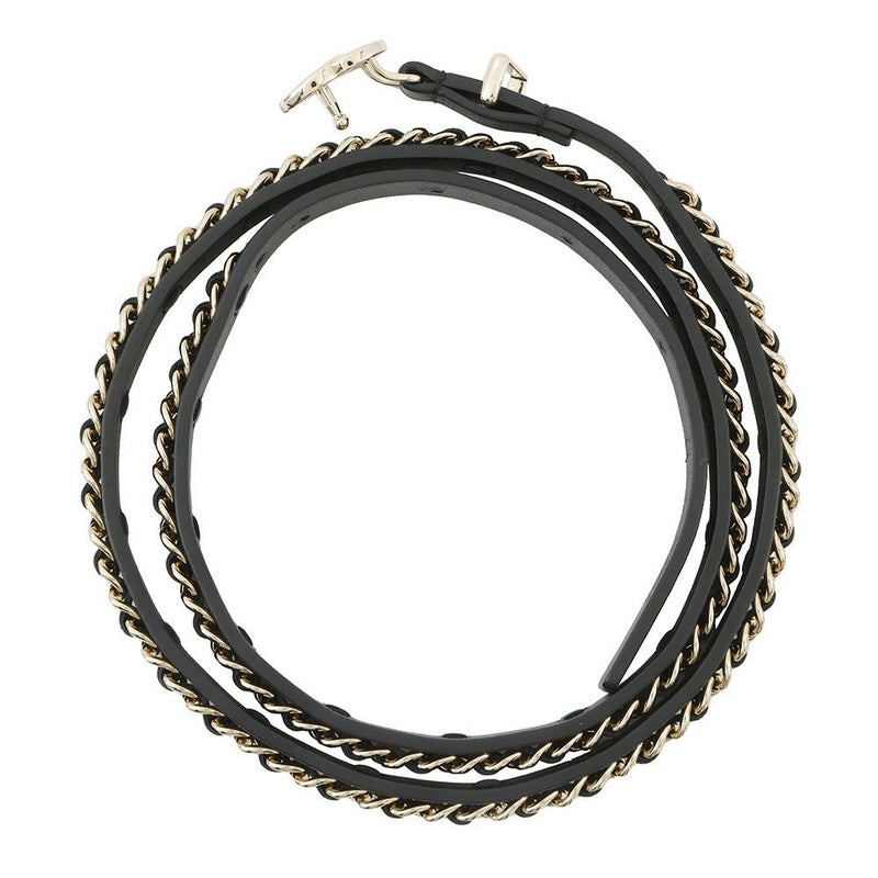 シャネル ベルト ココマーク チェーン レザー レディースサイズ70 B22S CHANEL 黒