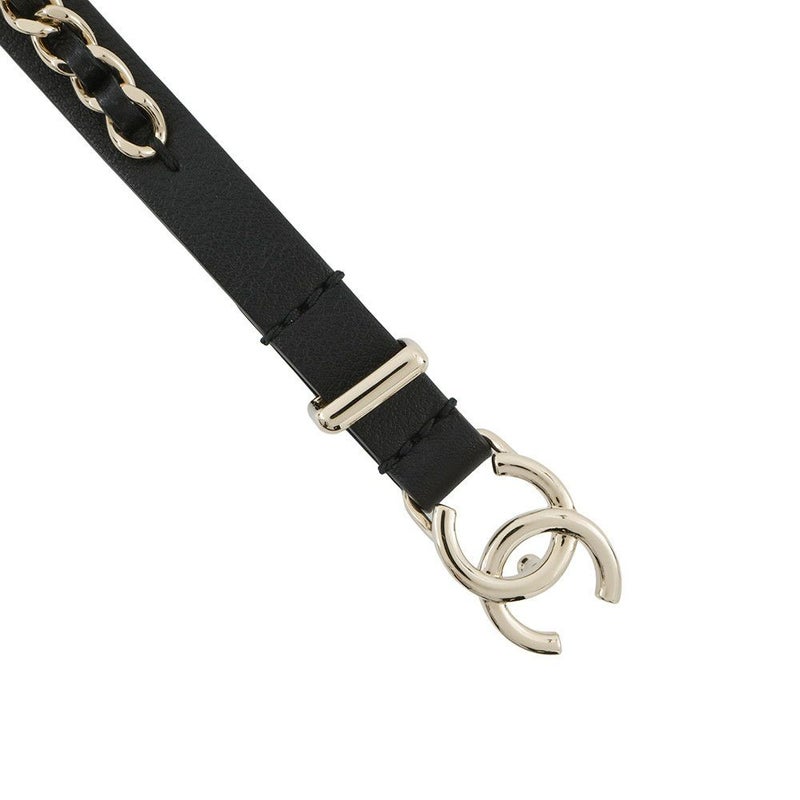 シャネル ベルト ココマーク チェーン レザー レディースサイズ70 B22S CHANEL 黒